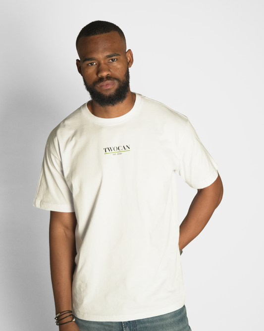 White T-Shirt - w/Text Logo (100% Cotton)