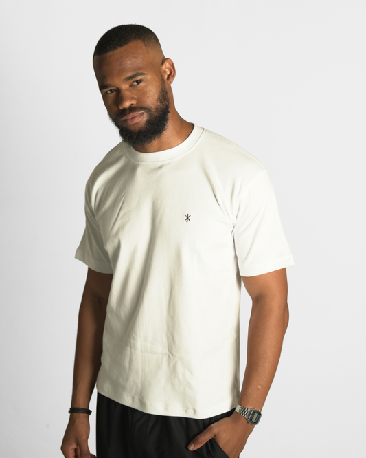 White T-Shirt - w/Star Logo (Premium Heavy Weight 100% Cotton)