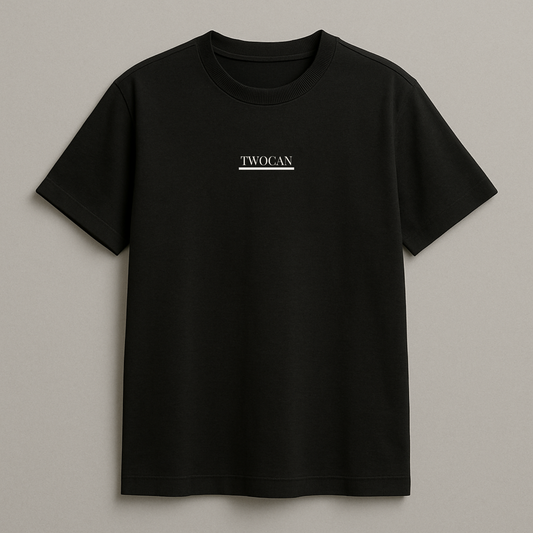 Black T-Shirt - w/Text Logo (100% Cotton)