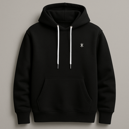Black Hoodie - w/Star Logo (100% Cotton)